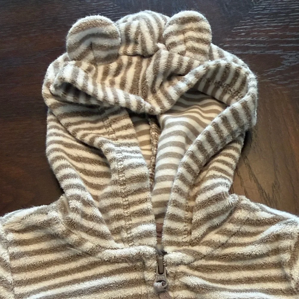 Carter's Striped Hooded Baby Set - Cream and Gray